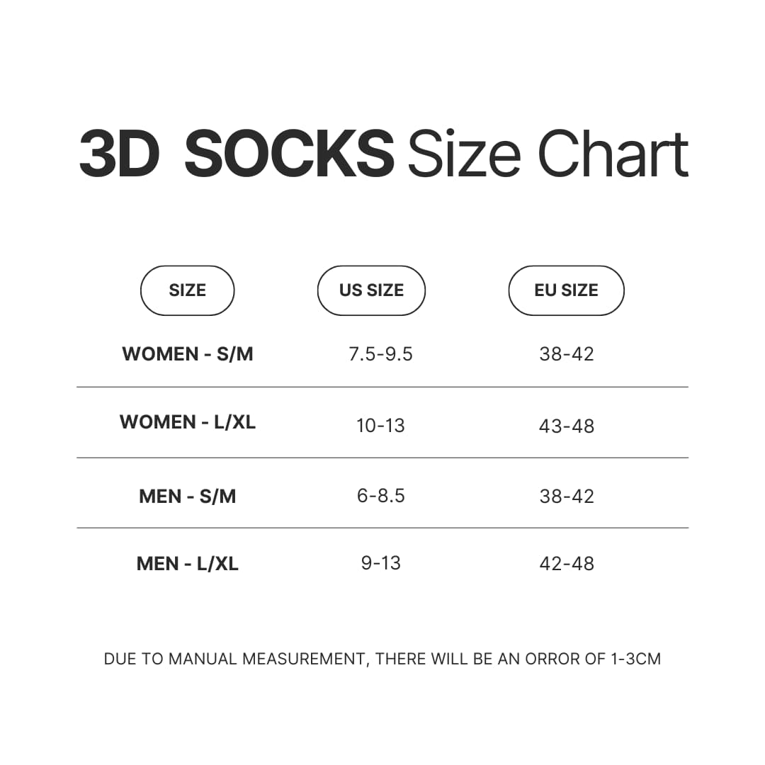 3D Socks Size Chart - Juice Wrld Shop